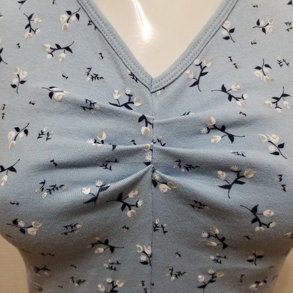 OCI top Large floral print v-neck ruched bust stretch Y2K - Picture 5 of 9